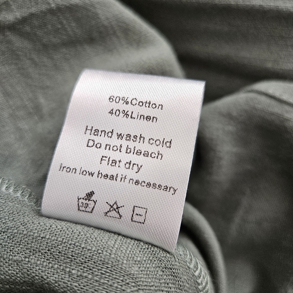 Ninexis Skirt 3X Plus Size Tiered Midi Green Cream Cotton & Linen Pockets NWT - Picture 11 of 12